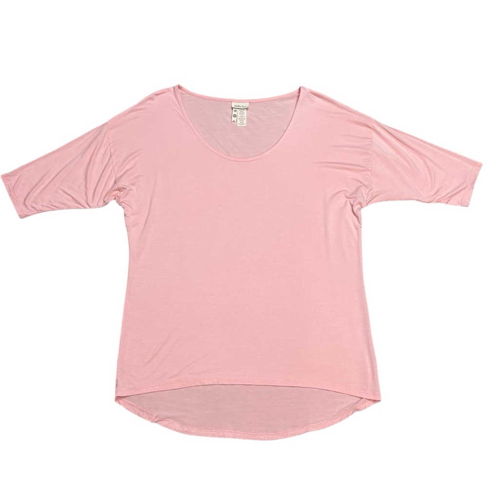 Matilda Jane Lite Peach Pink 1/2 Sleeve Flowy Hi Lo Scoop Neck Lightweight Top M